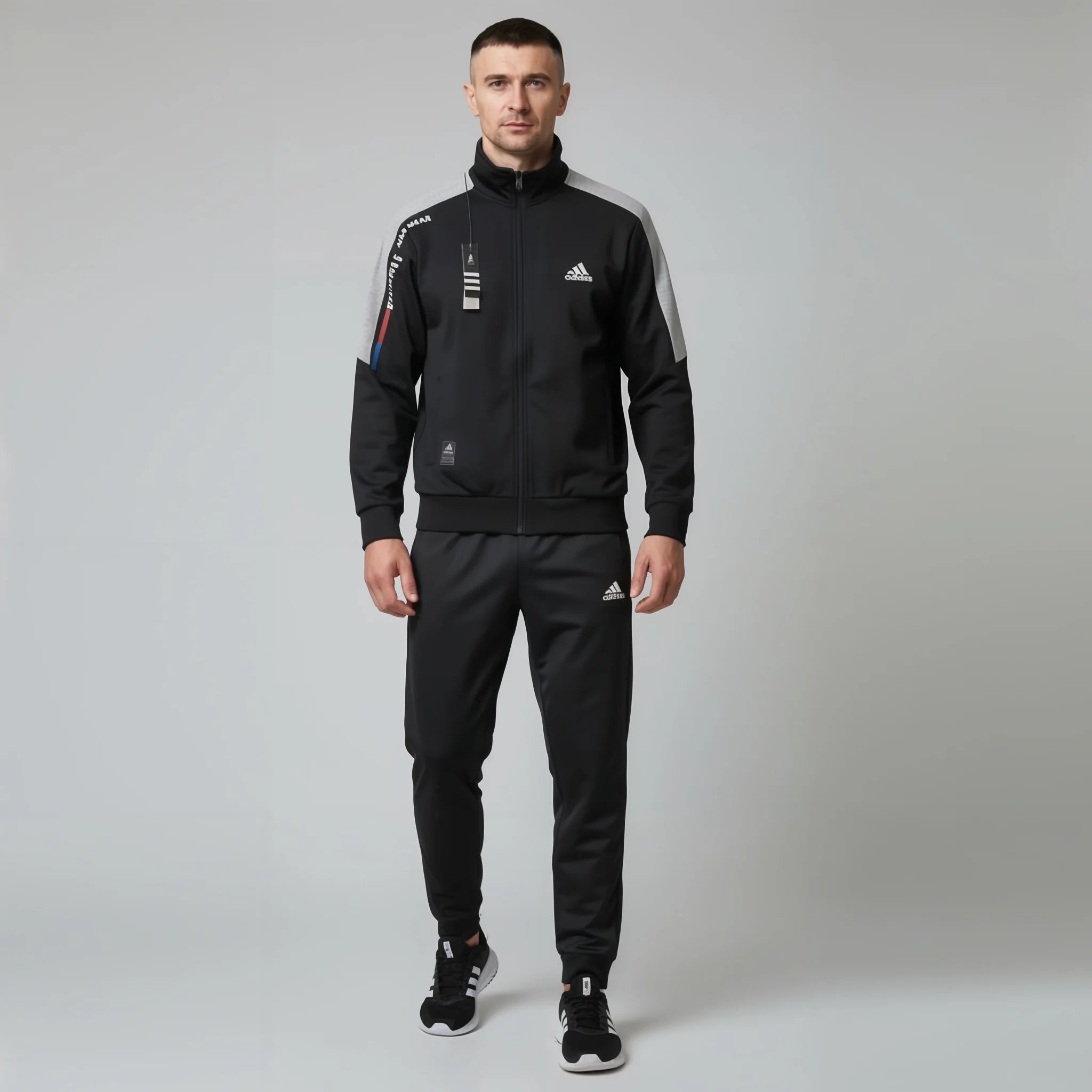 Black With Grey Stripes Tracksuit - TS 06